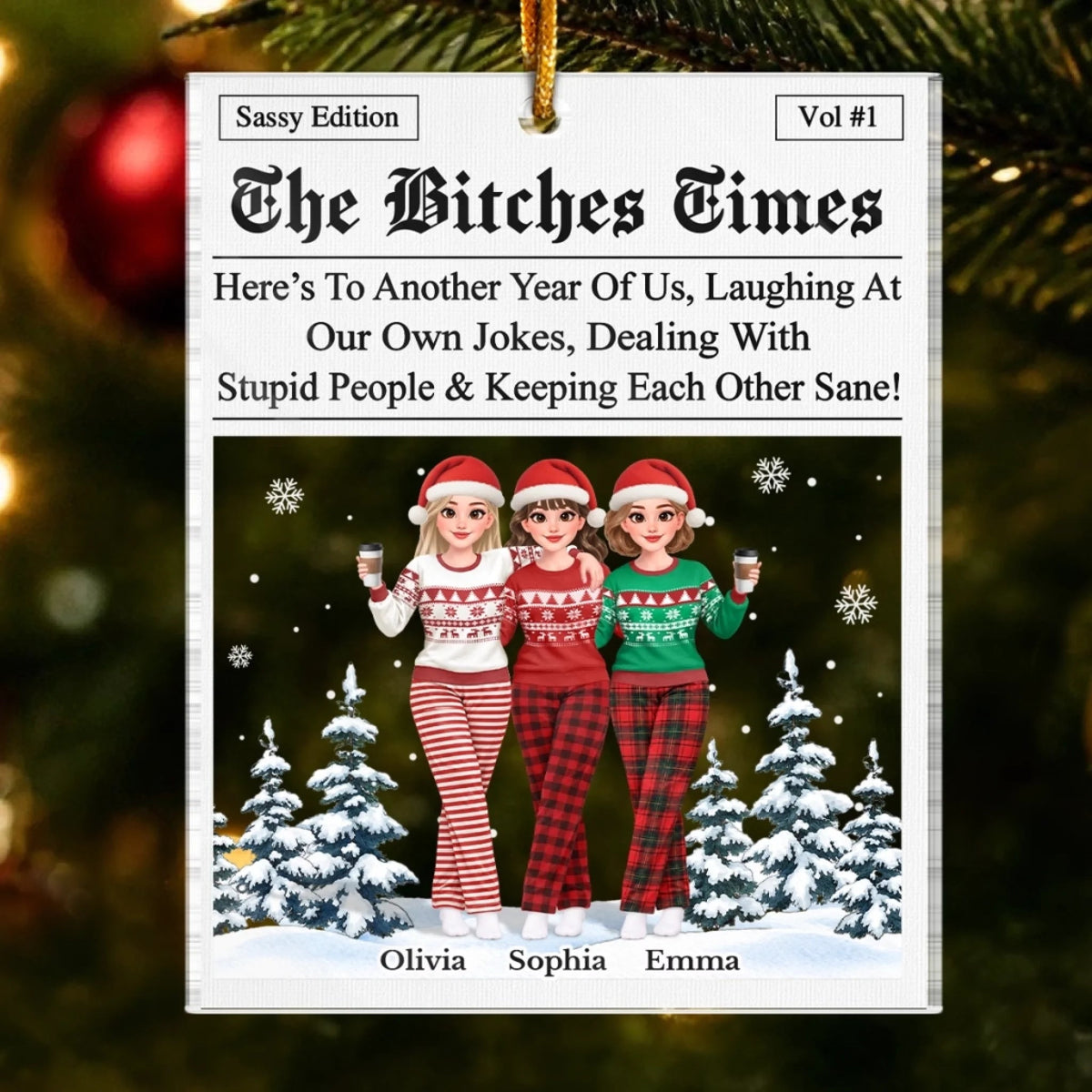 Custom Name Funny Christmas Gifts for Best Friends - Personalized Ornament