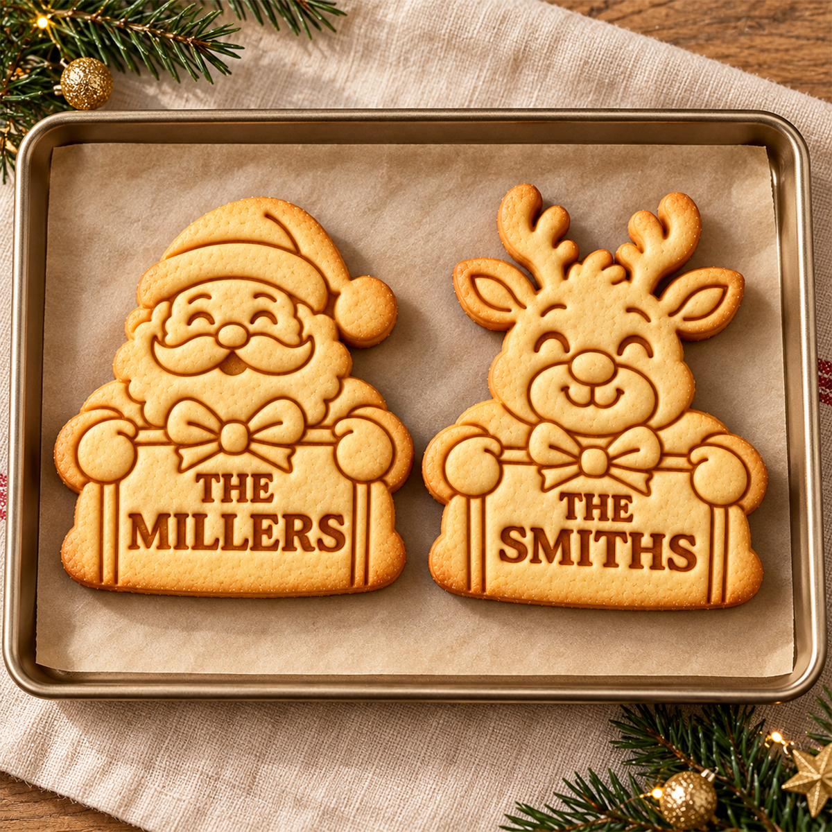 Personalized Family Name Santa Christmas Cookie Cutter & Stamp, Personalized Holiday Baking Gift CH07 181098
