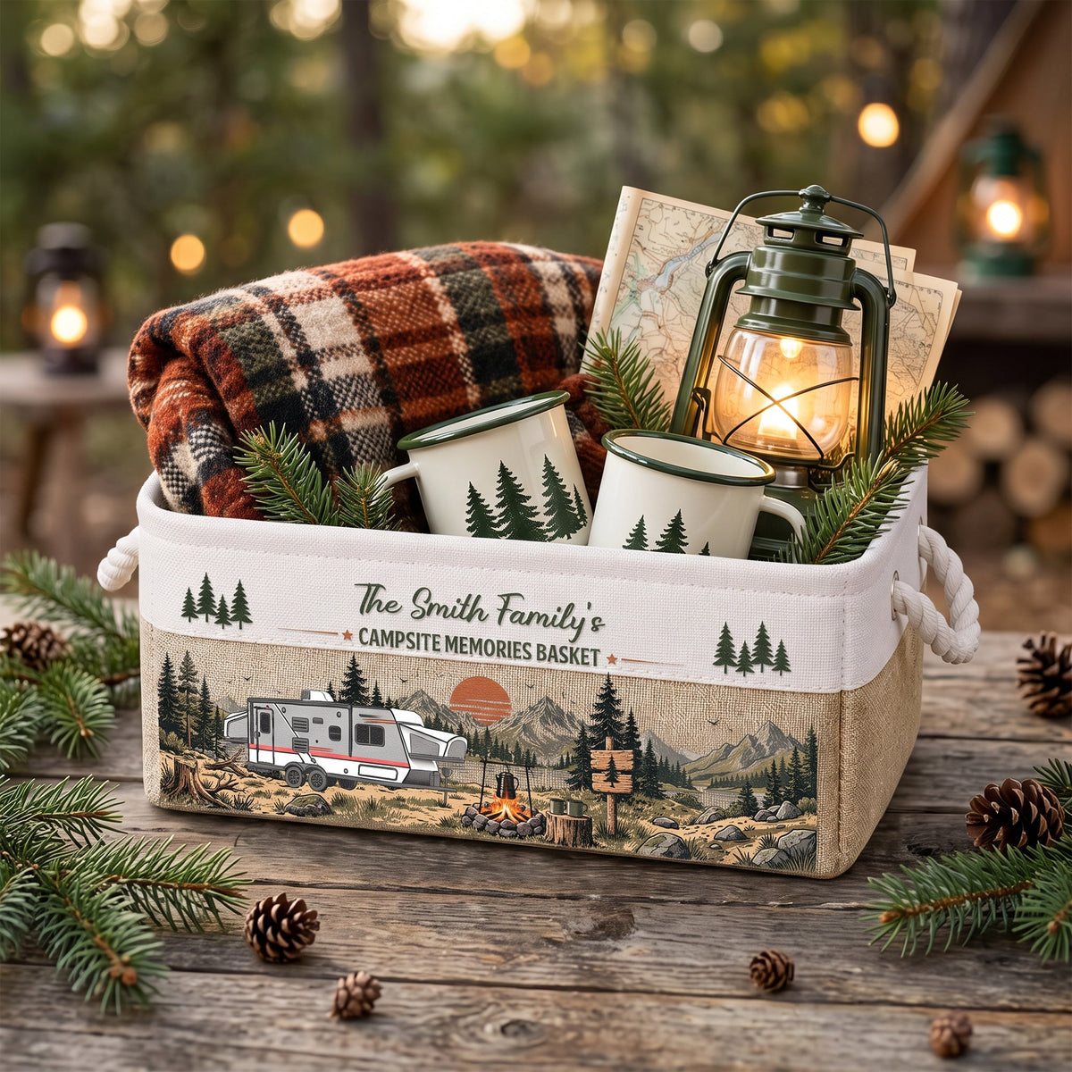 Custom Camper Rv Family Camping - Personalized Storage Basket
