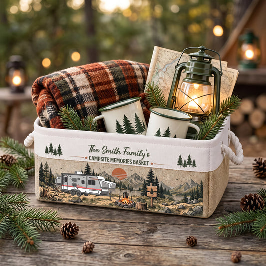 Custom Camper Rv Family Camping - Personalized Storage Basket