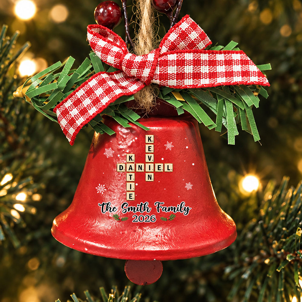 Family Word Puzzle Bell - Personalized Metal Bell Ornament