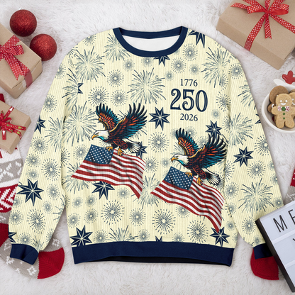 Personalized USA 250 Anniversary Eagle 1776-2026 Ugly Sweater TH10 171101