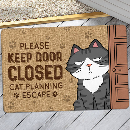 Cats Planning Escape Funny Personalized Doormat
