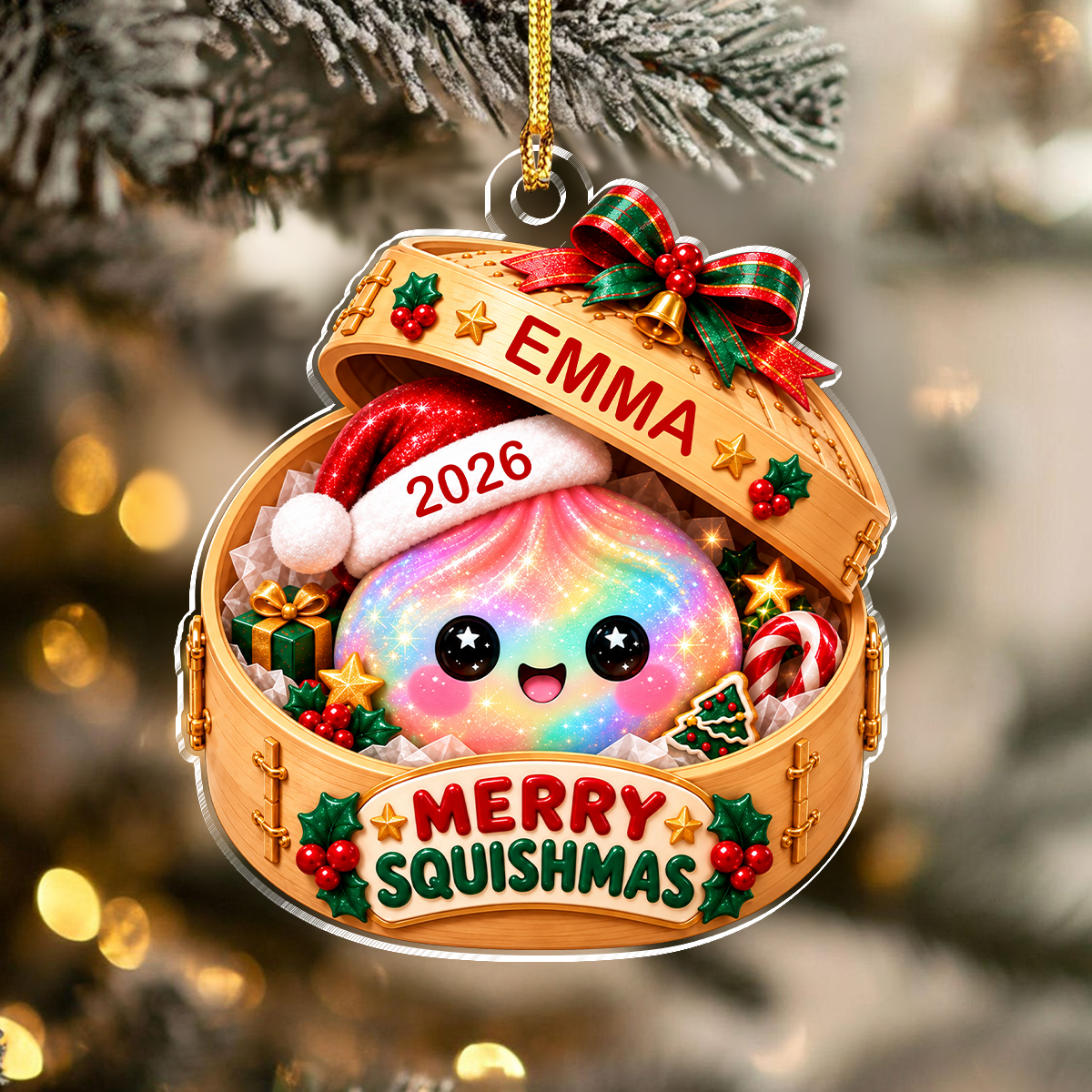 Custom Glitter Dumpling Merry Squishmas Acrylic Ornament TH10 171429