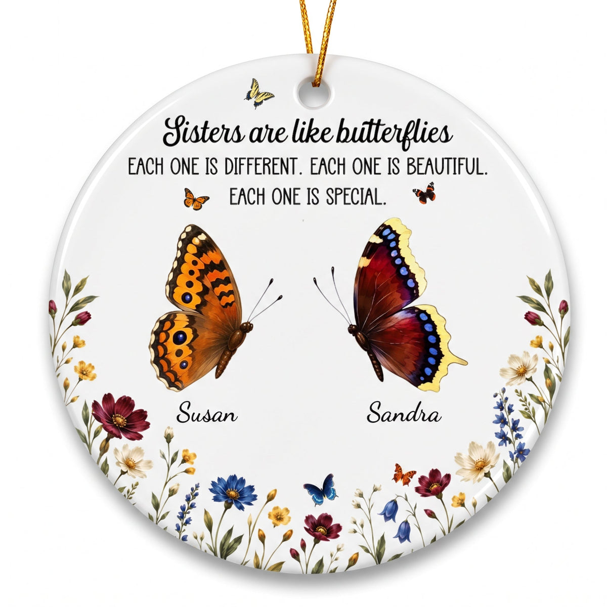 Custom Birth Month Butterflies Gift For Sister Friend Sibling - Personalized Ornament