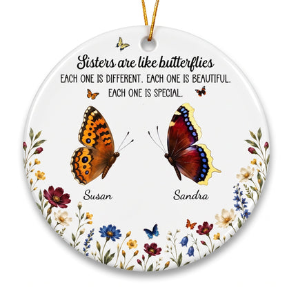 Custom Birth Month Butterflies Gift For Sister Friend Sibling - Personalized Ornament