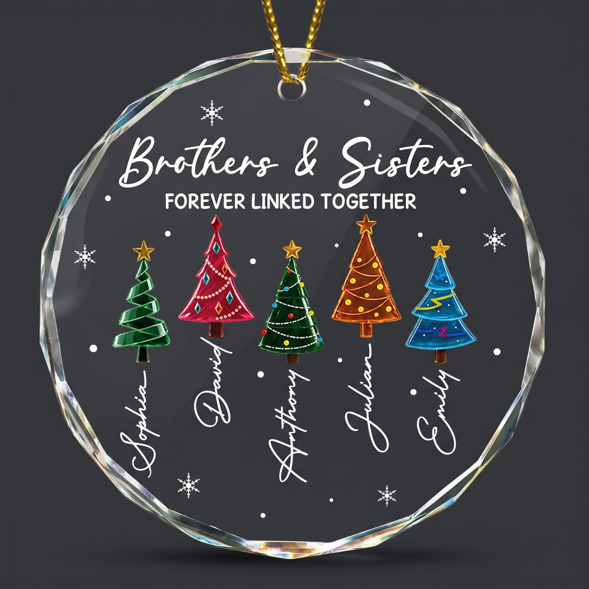 Brothers & Sisters Forever Linked Together Glass Ornament, Custom Family Christmas Gift - Personalized Ornament