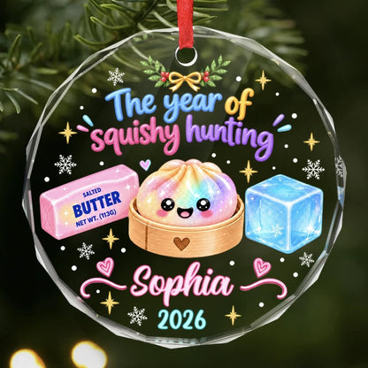 Custom The Year Of Squishy Hunting Christmas Gifts For Kids - Personalized Glass Ornament