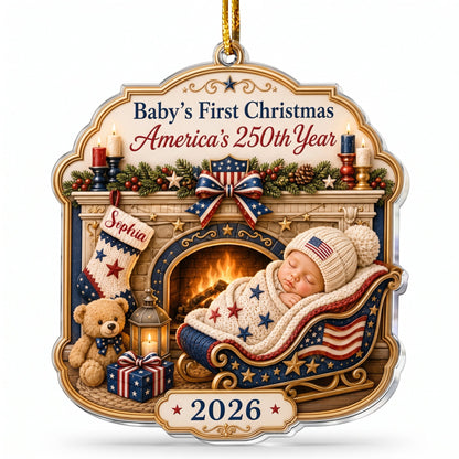 Baby's 1St Christmas America 250Th Anniversary - Personalized Ornament