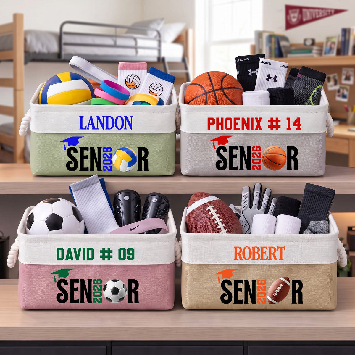 Graduation Sport Senior Basket For Daughter, Son, Club - Personalized Storage Basket