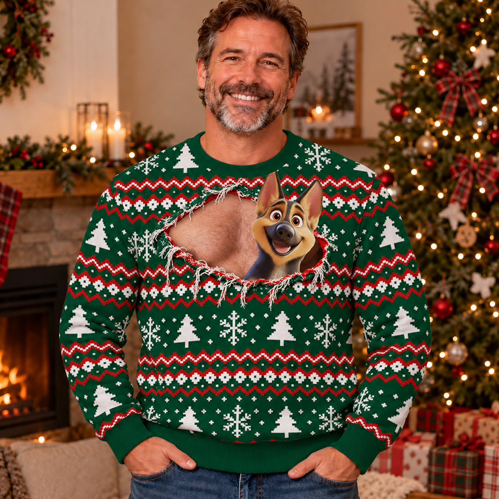 Custom Christmas Sweatshirt for Dog Dad, Dog Lovers • Forever Sassy - Personalized All-Over-Print Sweatshirt