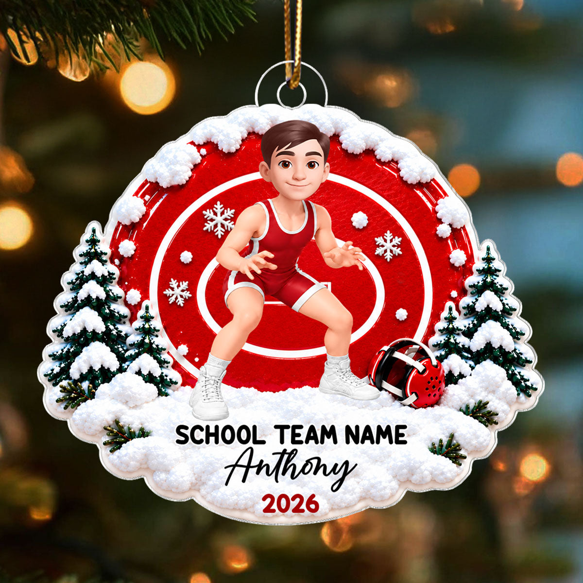 Girl Boy Wrestler - Personalized Acrylic Ornament - Christmas Gift For Kids Grandkids, Young Wrestlers