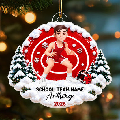 Girl Boy Wrestler - Personalized Acrylic Ornament - Christmas Gift For Kids Grandkids, Young Wrestlers