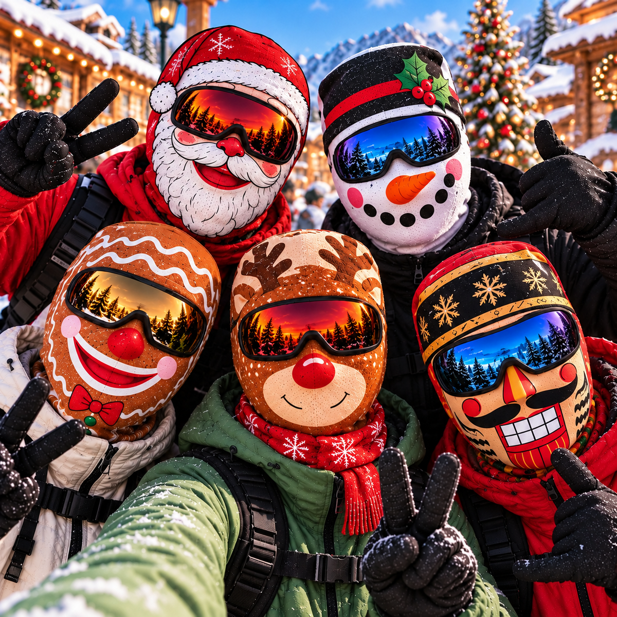 Funny Christmas Face Mask, Xmas Gift For Kids Skier Snowboarder - Personalized Mask