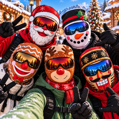 Funny Christmas Face Mask, Xmas Gift For Kids Skier Snowboarder - Personalized Mask