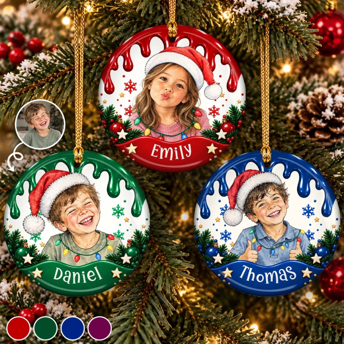 Custom Photo Christmas Gifts for Kids - Personalized Ceramic Ornament