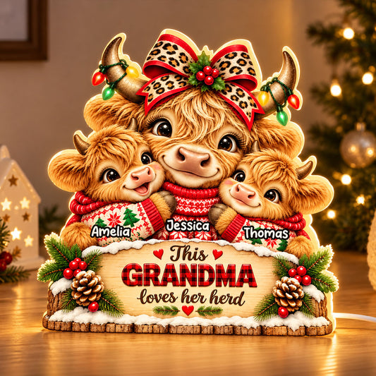 This Grandma Loves Her Herd - Personalized Light Box - Heartfelt Christmas Gift for Grandma