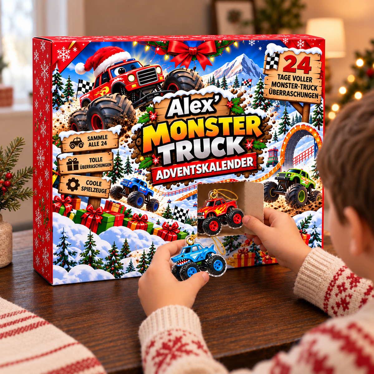 Monster Truck Adventskalender - Personalisierter Weihnachts-Adventskalender