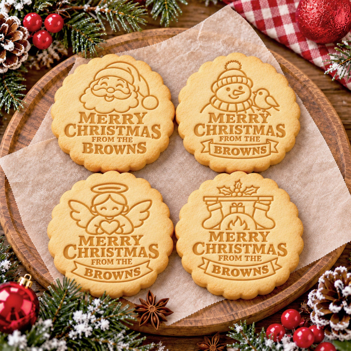 Personalized Family Name Merry Christmas Cookie Stamp For Holiday Party CH07 181066