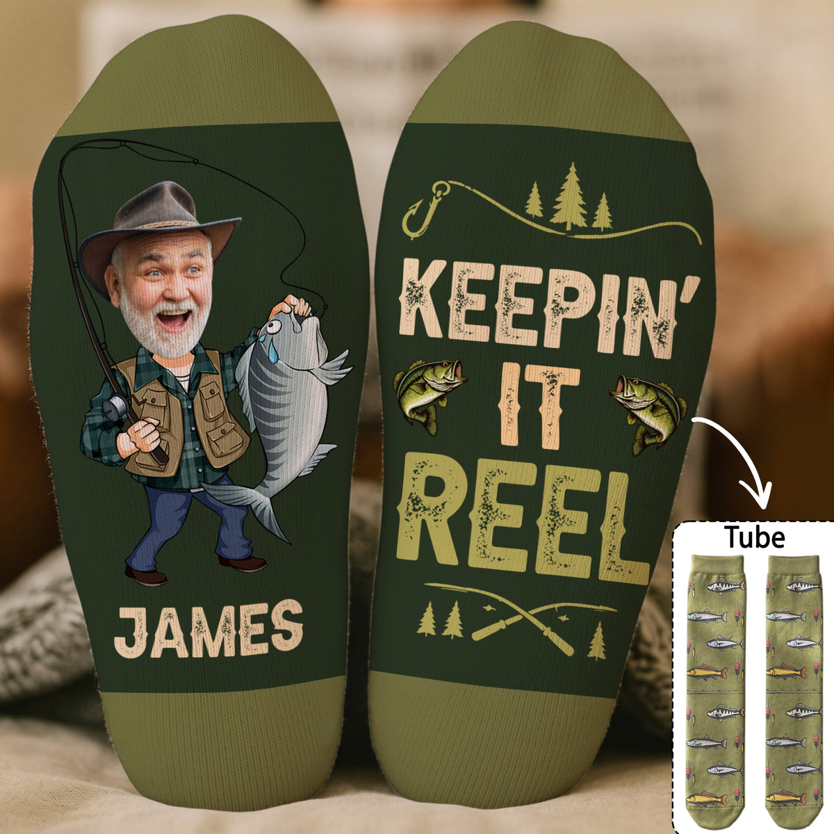 I'd Rather Be Fishing Gift For Dad Grandpa Husband - Personalized Socks