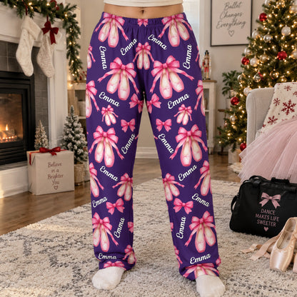 Coquette Bow Ballet Custom Name, Number Gift For Ballet Lover,Ballerina - Personalized Lounge Pants