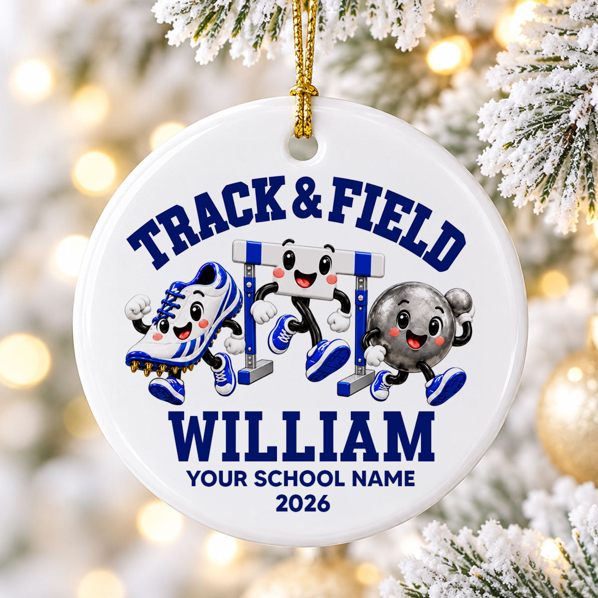 Cute Track & Field Sports - Personalized Ceramic Ornament - Christmas Gift For Track & Field Athletes, Son, Daughter, Grandson, Granddaughter
