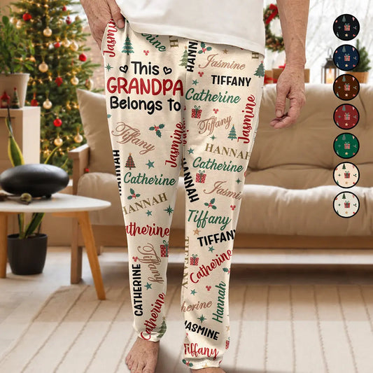 Christmas Gift For Grandpa Papa - Personalized Grandkids Name Pajama Pants