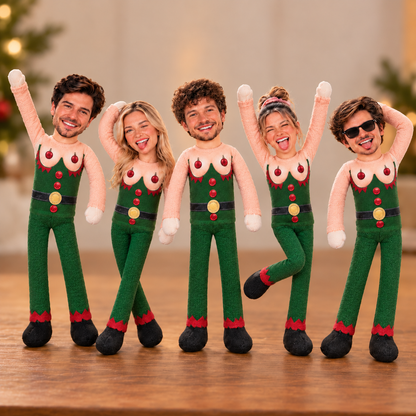 Personalized Funny Face & Fake Body Christmas Elf Mini Me Doll – Custom Photo Poseable Ugly Doll CH07 180914