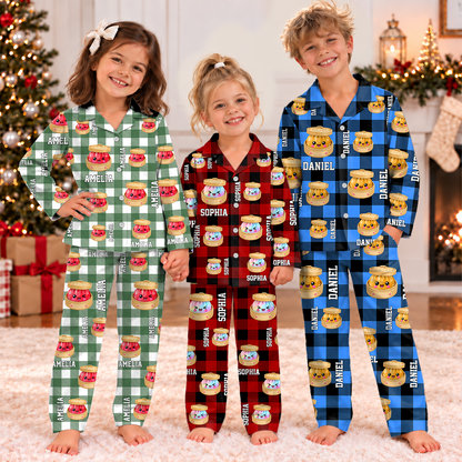 Custom Name Glitter Dumpling Bamboo Kids Christmas Pajamas TH10 171455