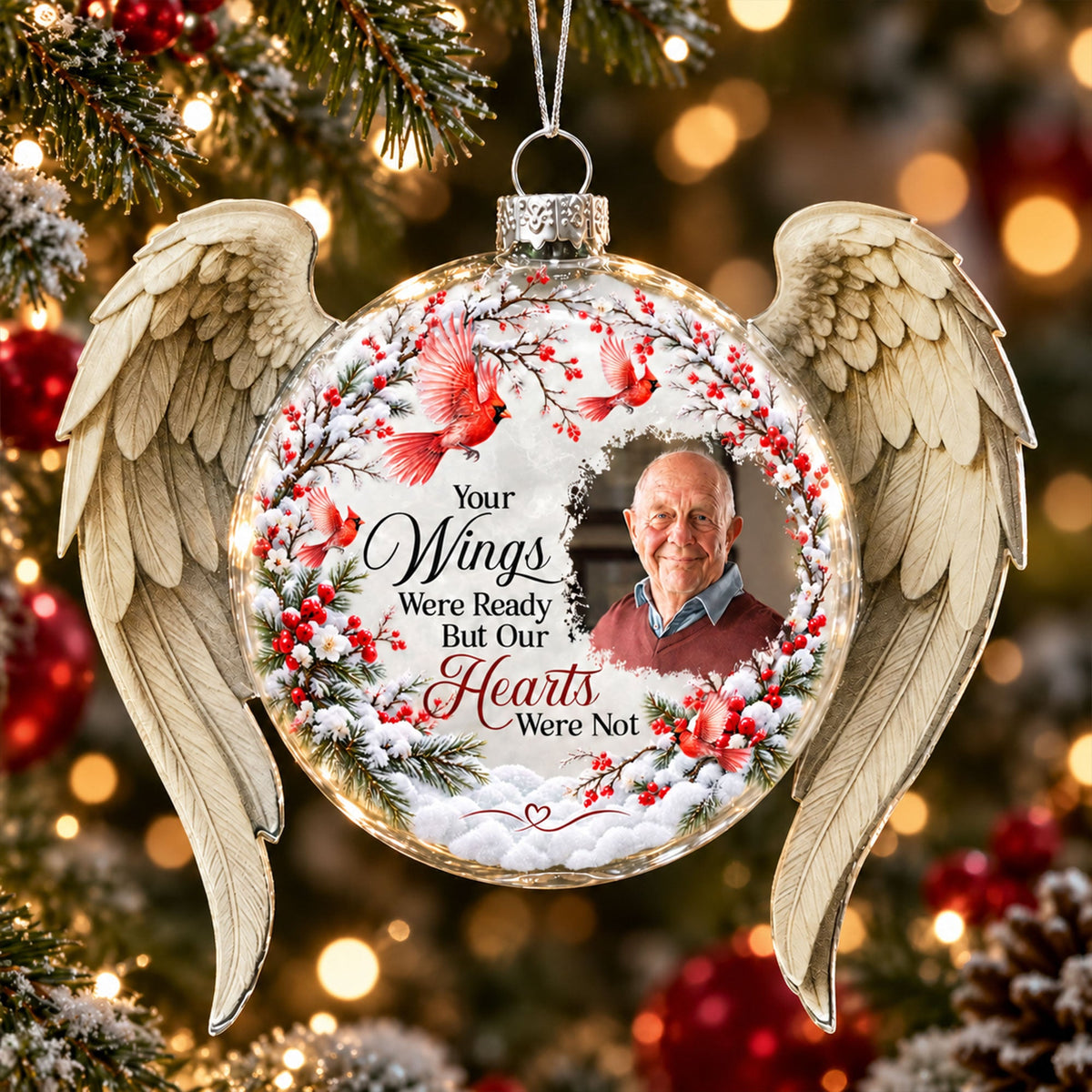 Your Wings Were Ready But My Heart Was Not 3D Ball With Wings - Personalized Ornament