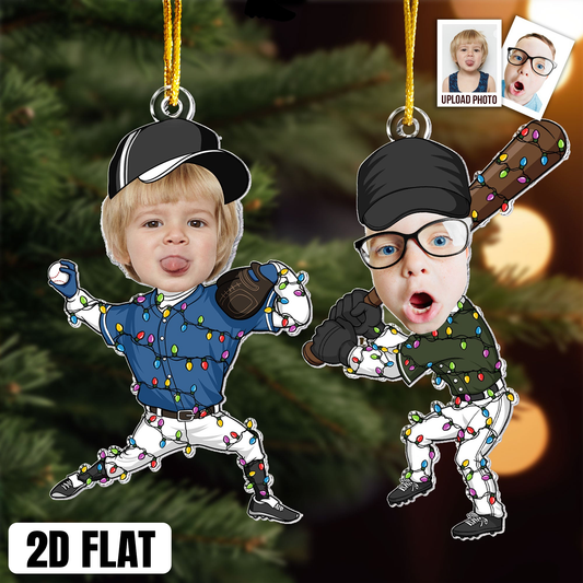 Personalized 2D Flat Baseball Ornament, Custom Player Photo Acrylic Ornament