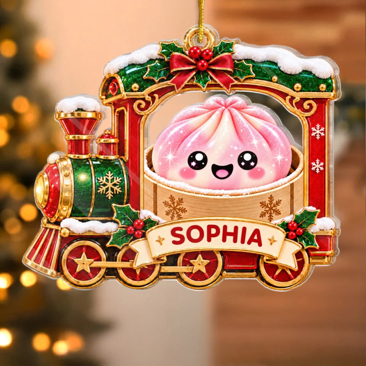 Custom The Year Of Squishy Hunting Christmas Train - Personalized Acrylic Ornament