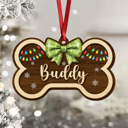 Custom Name Dog Bone Christmas Layer Wood Ornament Holiday Gift for Dog Lovers LM32 670099