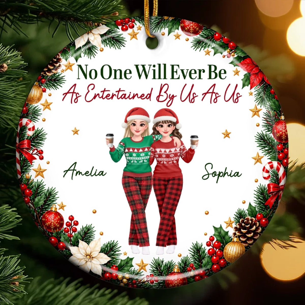 Custom Name Funny Christmas Gifts for Women - Personalized Ceramic Ornament