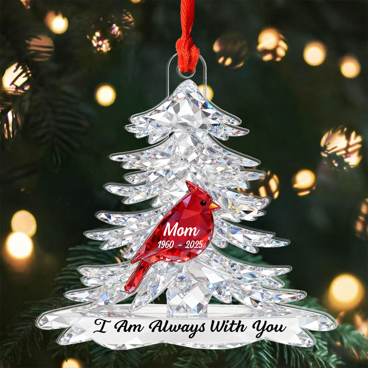 Heartwarming Cardinals Memorial Always With You 2D Flat Printed - Personalized Acrylic Ornament - Remembrance Gift, Sympathy Gift For Whole Family, Extended Family