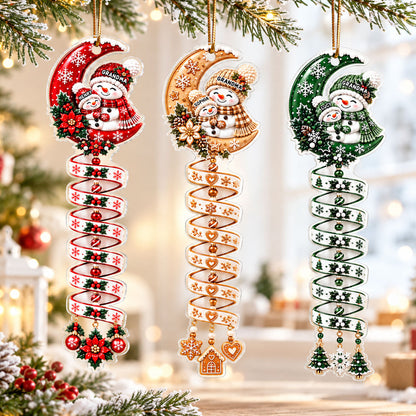Christmas Snowman Grandma Grandkid Spiral Style - Personalized Acrylic Ornament - Christmas Gift For Kids, Grandkids, Grandson, Granddaughter