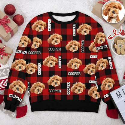 Custom Dog Photo And Name Christmas Ugly Sweater For Dog Lover TH10 896679