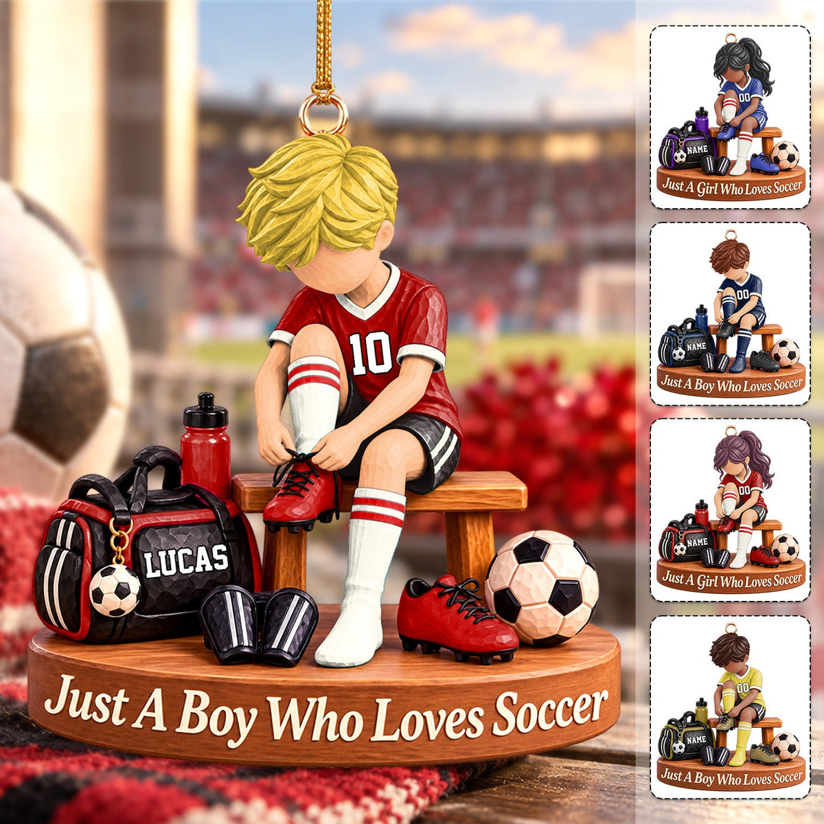 Personalized Soccer Player Ornament, Custom Name Soccer Player Gift
