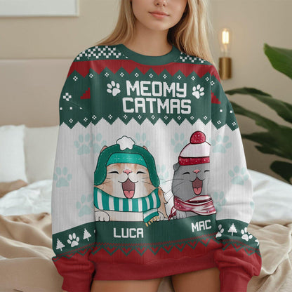 Personalized Cat Meowy Catmas Christmas Cats All-Over-Print Ugly Sweater - Best Christmas Gift Idea For Cat Lover, Cat Mom, Cat Dad HO82 891717