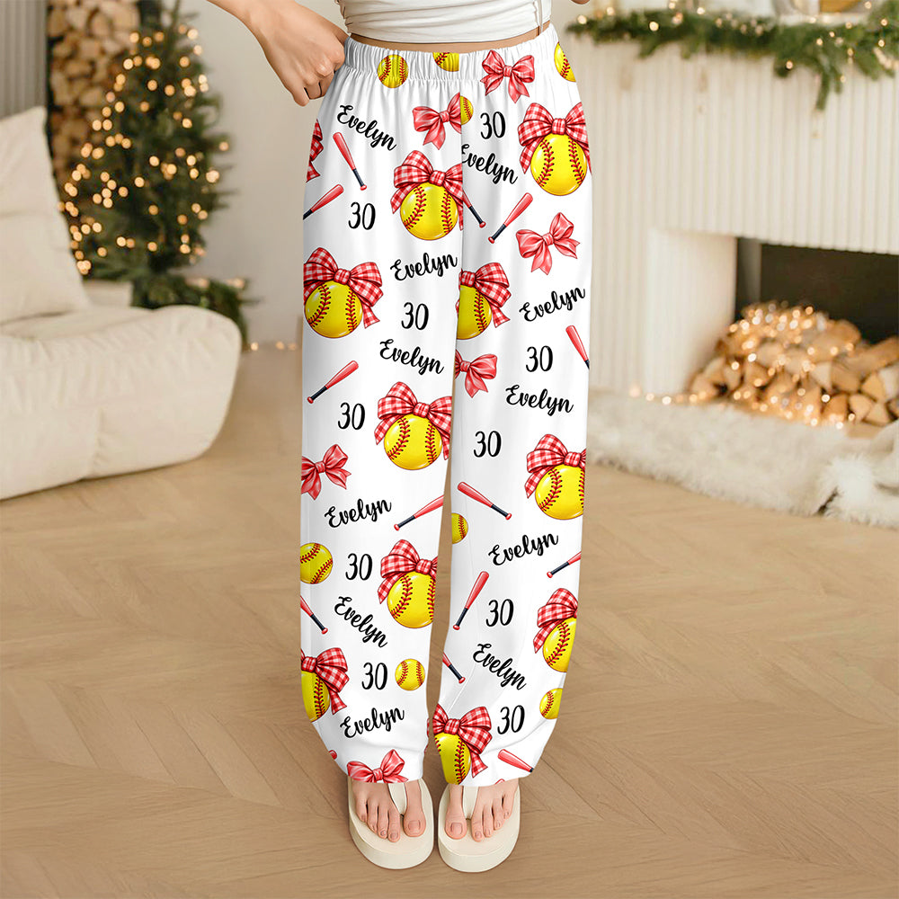 Personalized Coquette Bow Softball Sweatpants Gift For Her HA75 919482