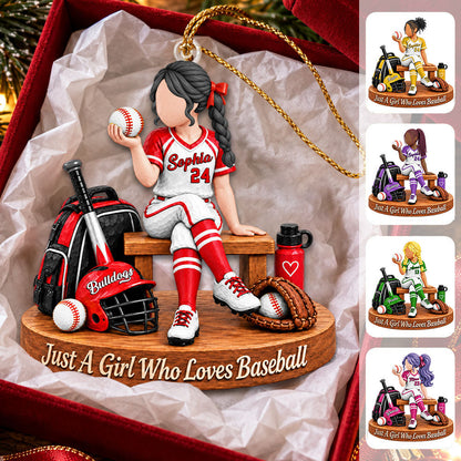 Just A Girl Who Loves Baseball, Personalized Baseball Ornament, Custom Player Name Gift, Gift For Baseball Players Baseball Lover MI209