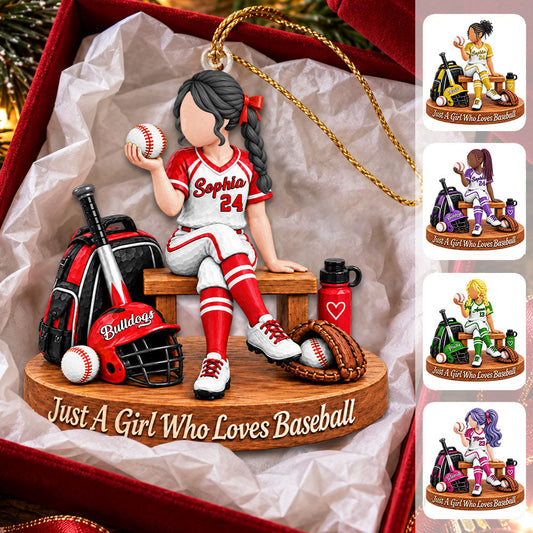 Just A Girl Who Loves Baseball, Personalized Baseball Ornament, Custom Player Name Gift, Gift For Baseball Players Baseball Lover MI209