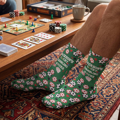 Lucky Gambling Socks, Lucky Poker Socks - Custom Name & Style - Personalized Socks