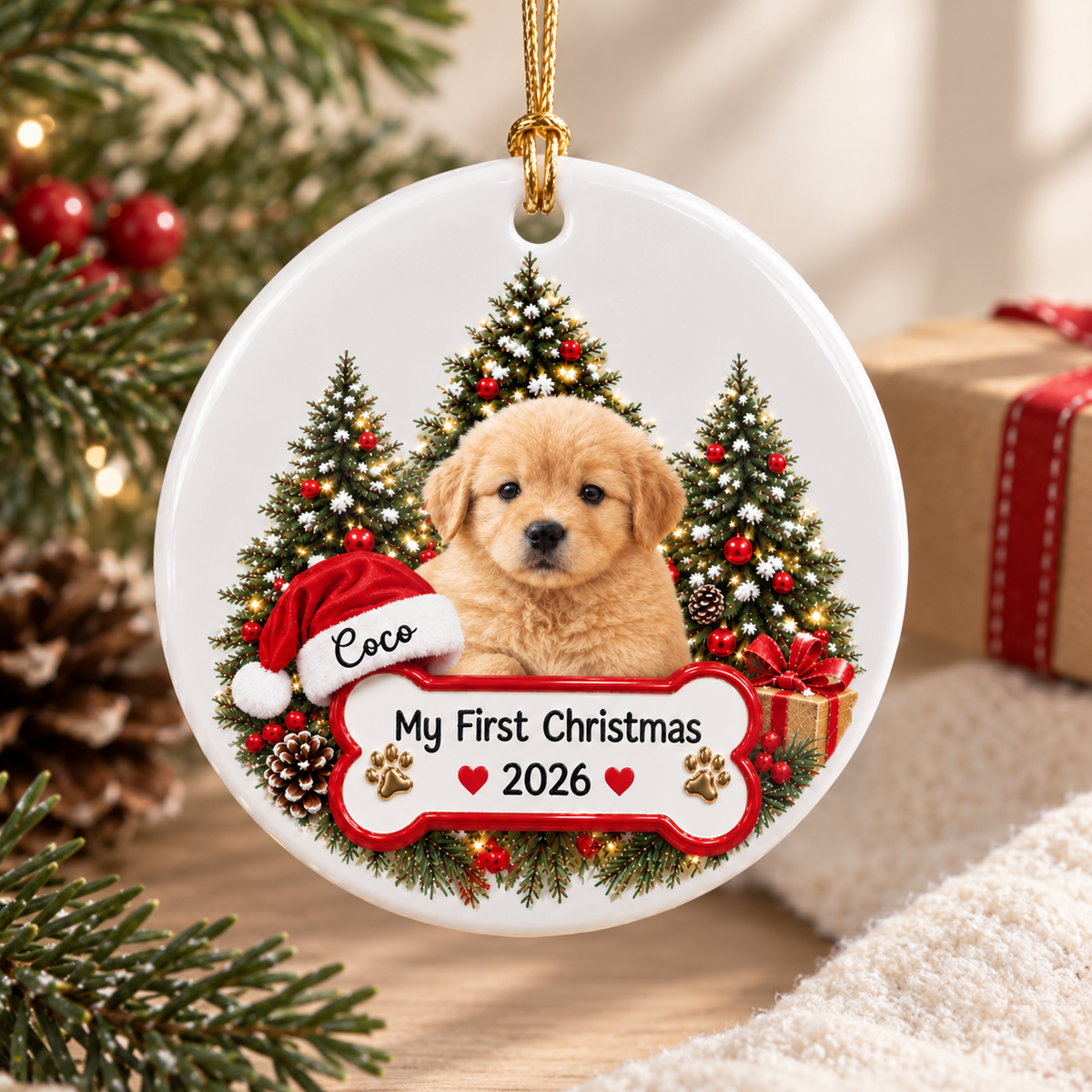 Custom Pet Photo My First Christmas Ceramic Ornament CH07 181062