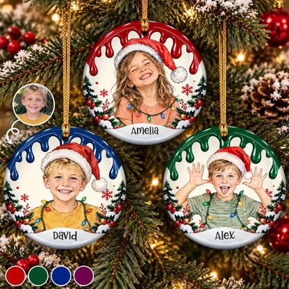Custom Photo Christmas Gifts for Kids - Personalized Ceramic Ornament