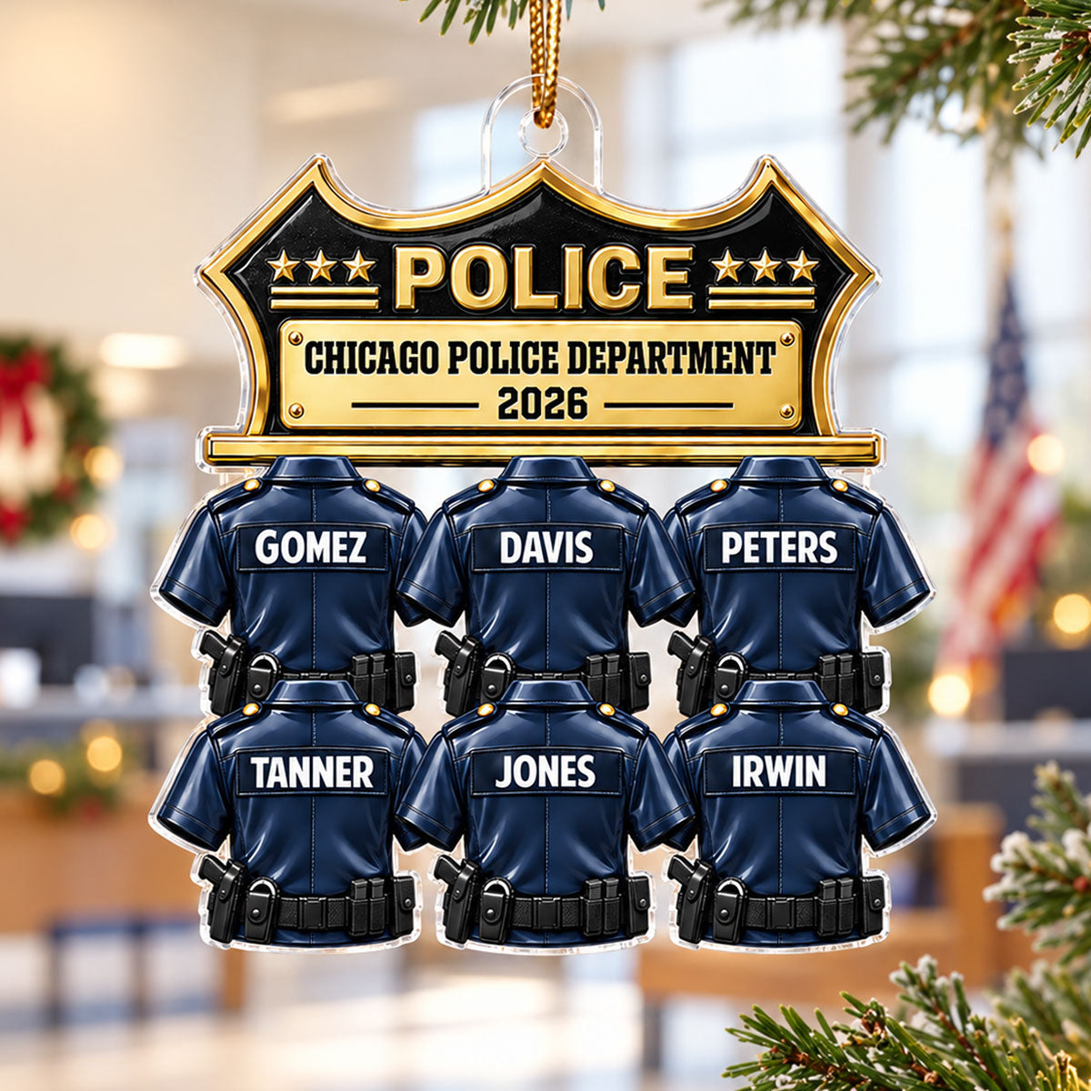 Police Officer Group Squad And Team - Personalized Acrylic Ornament - Christmas Gift For Police Officers Squad, Station, Captain