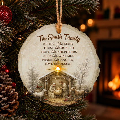 Nativity Ornament Light Up Ornament Christian Gift Religious Keepsake - Personalized Ornament