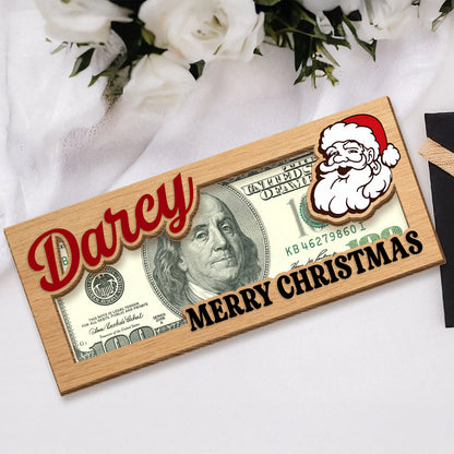 Personalized Reindeer Santa Bill Holder, A Few Bucks for Xmas Wood Money Holder CH07 180748