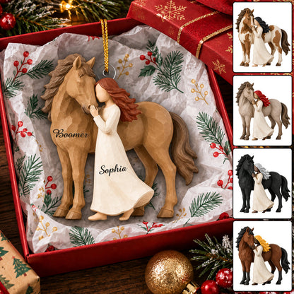 Personalized Girl And Horse Christmas Ornament, Horse Lover Gift VH01