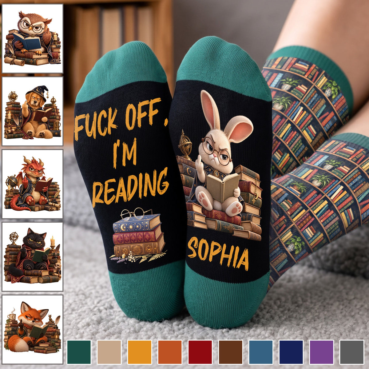 Fck Off, I’m Reading - Funny Sock For Book Blub, Reading Lovers - Personalized Socks